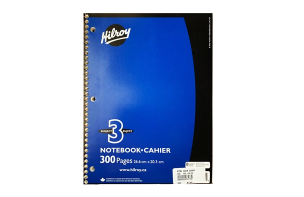 Hilroy 3 Subject Notebook